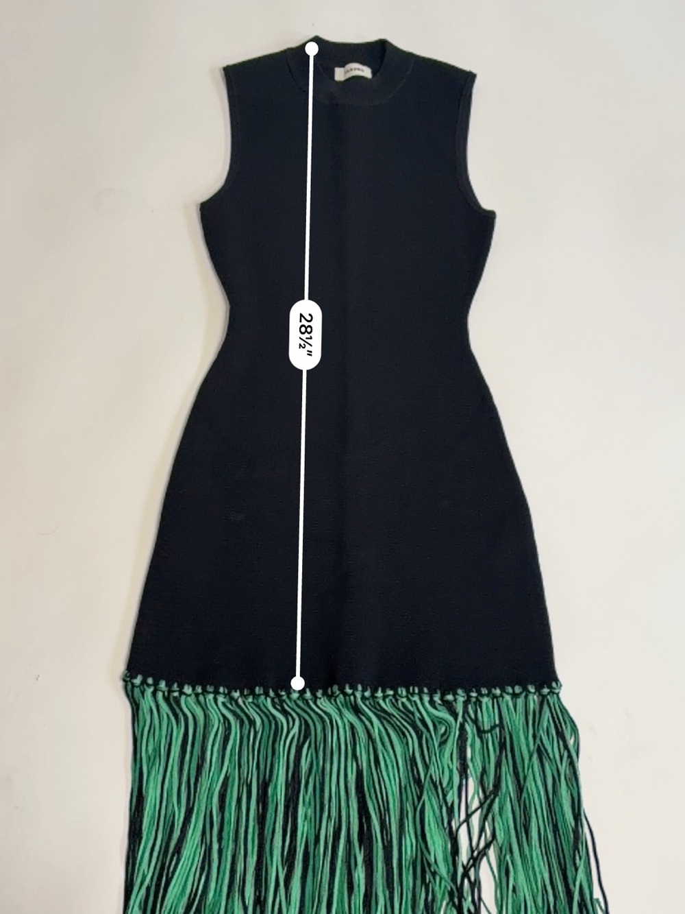 Sandro Bambie Black & Green Fringe Hem Knit Dress - Picture 10 of 10